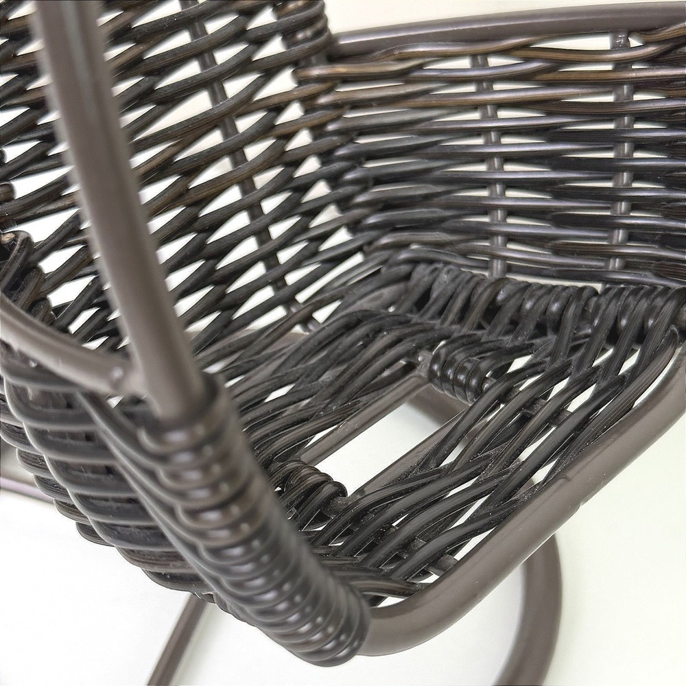 Mini Hanging Chair Metal Wicker Style Boho Decor Doll Display Plant Holder Brown - Picture 5 of 7